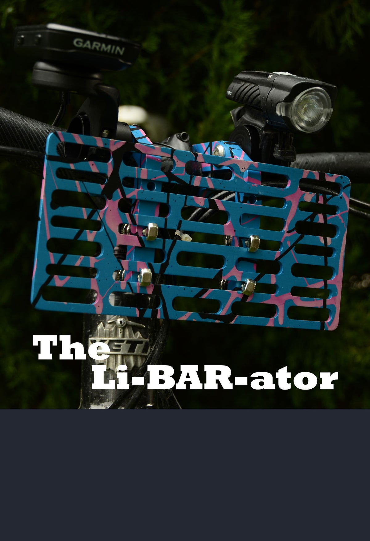 Metal Handlebar Cradle with mounting cradle, GPS and Light mounts. Featuring Quick Detach system. 